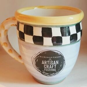 NWT Mackenzie -Childs Artisan Craft Festival Mug Glazed Ceramic or Clay Mug